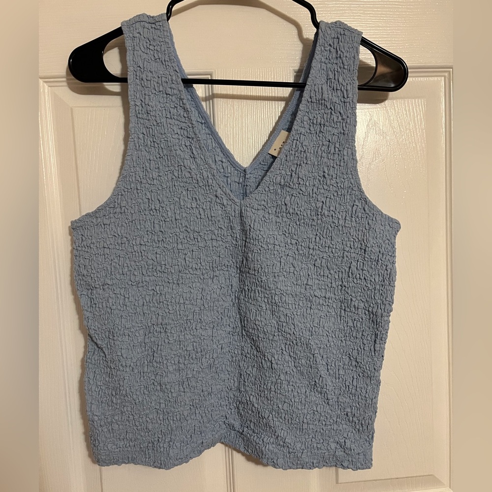 Blue, cropped tank, with ruffles